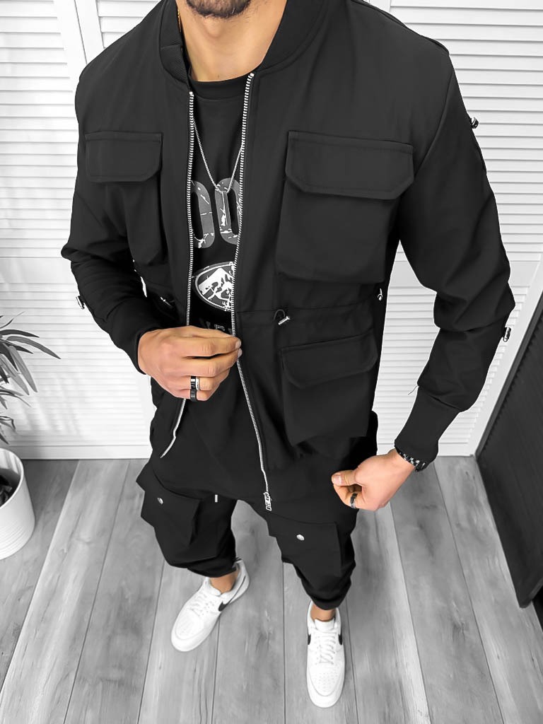 Jacheta barbati slim fit negru K018 P18-1.1