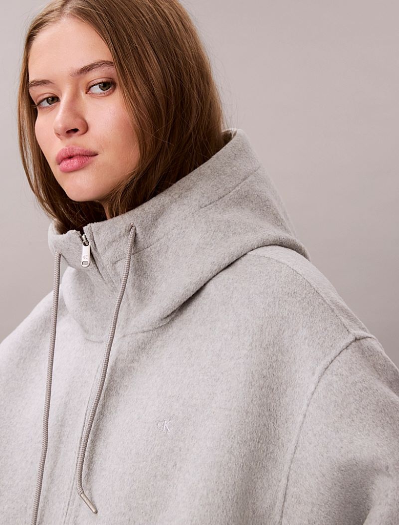 Jacheta Calvin Klein DBL FACE WOOL JACKET W/ HOOD - poza 3