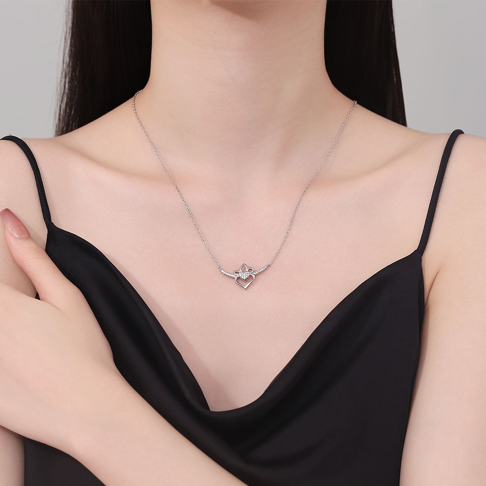 Lantisor argint 925, JW1235, model inima, placat cu rodiu - poza 2
