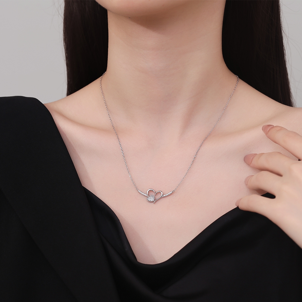 Lantisor argint 925, JW1237, model inimioare, placat cu rodiu - poza 2
