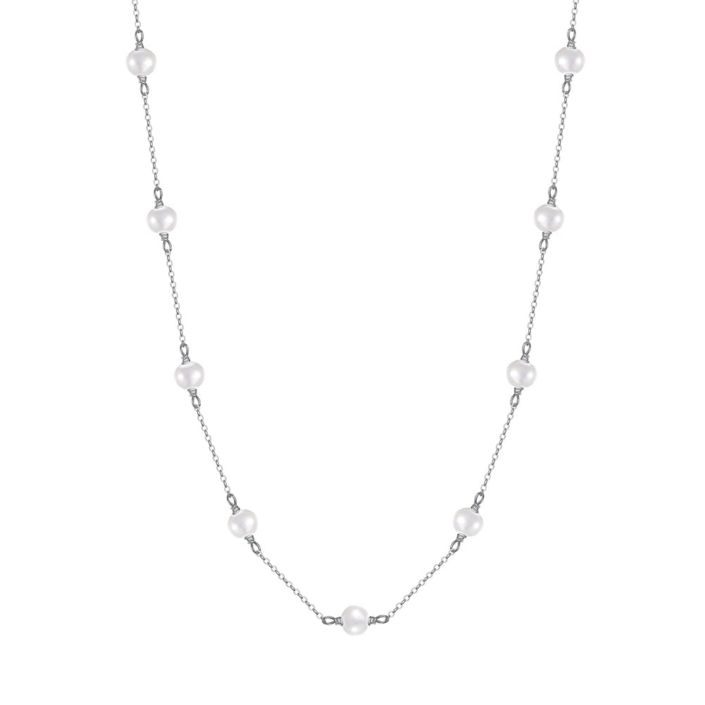 Lantisor argint 925, JW1534, model perla, placat cu rodiu - poza 1