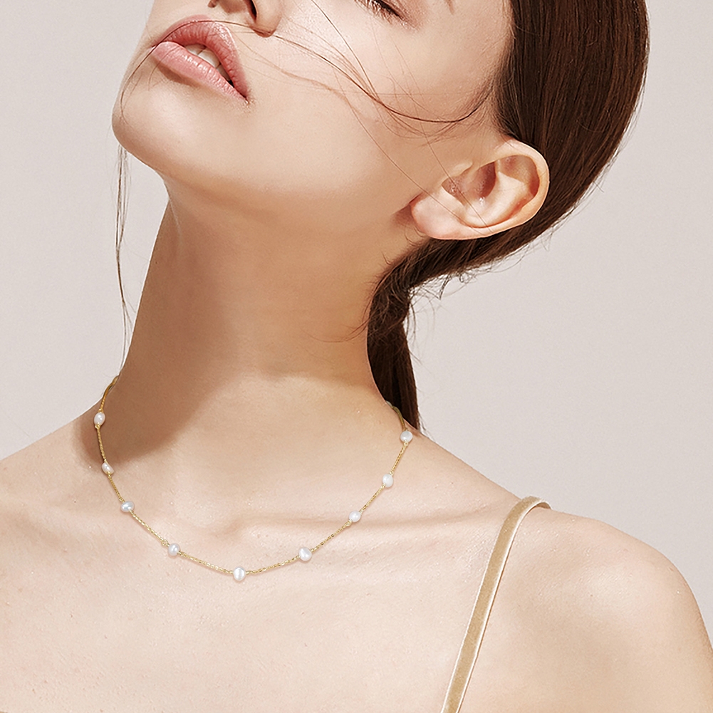 Lantisor argint 925, JW1534, model perla, placat cu rodiu - poza 2