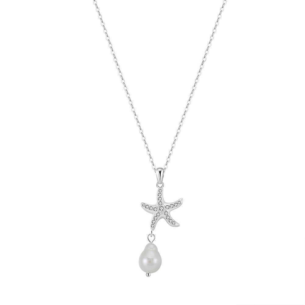 Lantisor argint 925, JW1539, model stea de mare, placat cu rodiu - poza 1