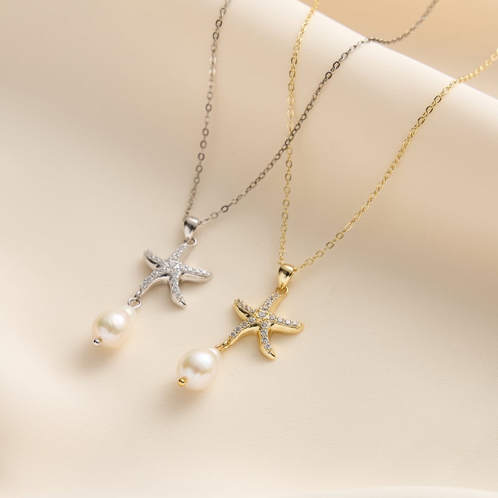 Lantisor argint 925, JW1539, model stea de mare, placat cu rodiu - poza 3