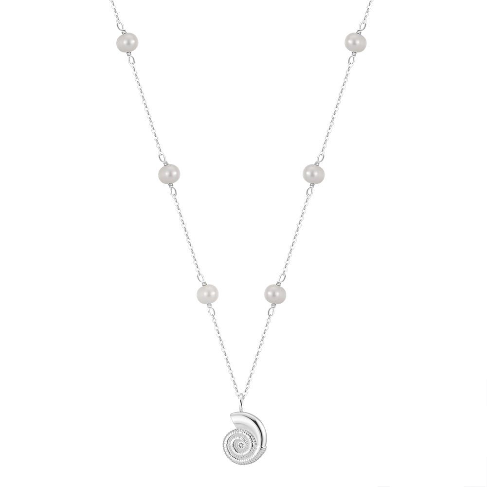 Lantisor argint 925, JW1540, model scoica, placat cu rodiu - poza 1