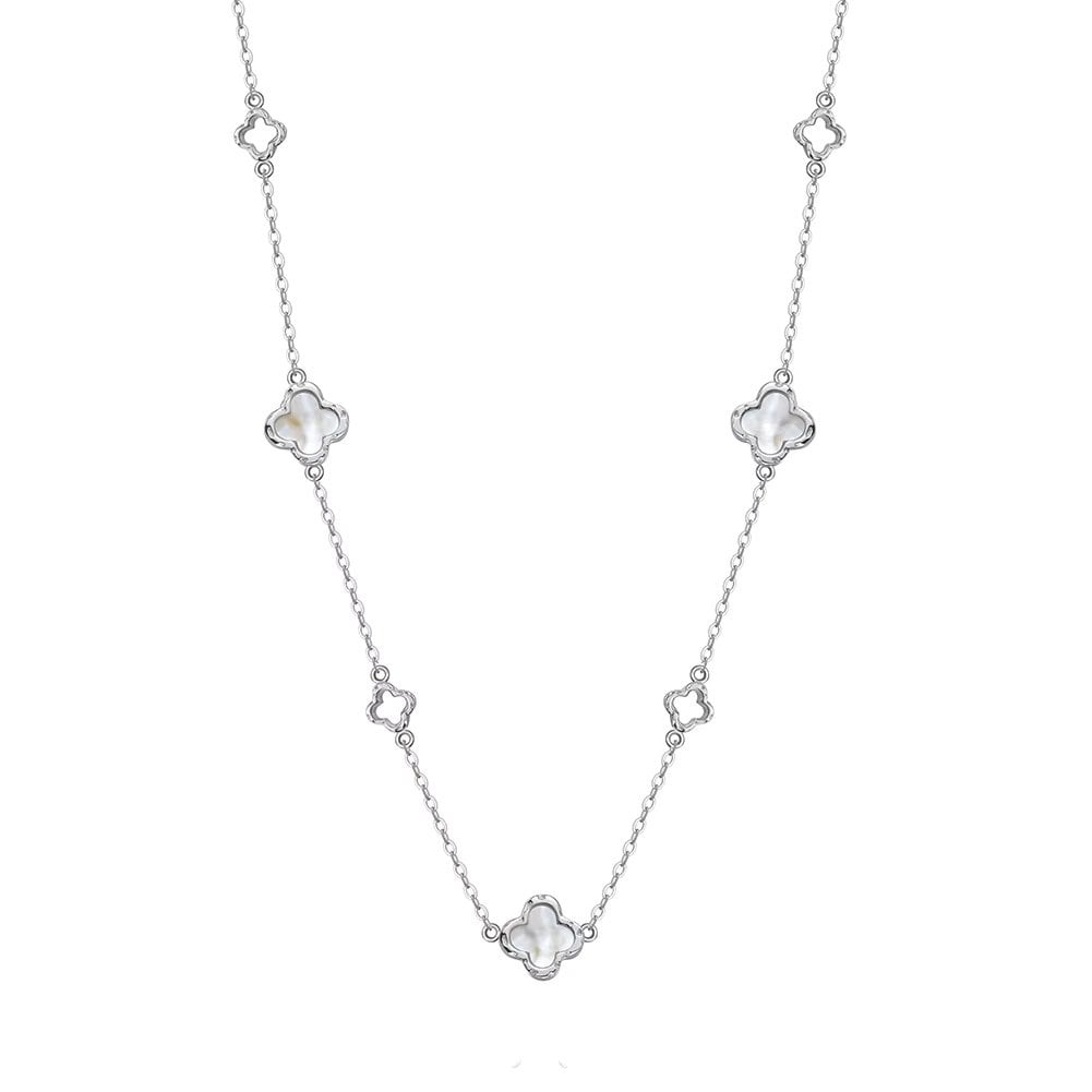 Lantisor argint 925, JW1684, model trifoi, placat cu rodiu - poza 1