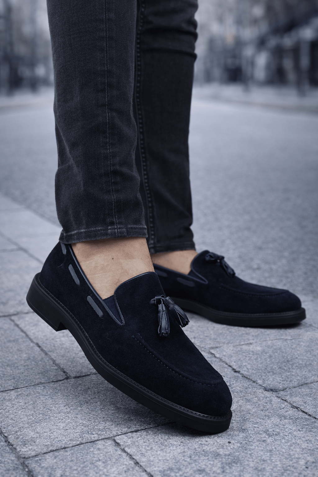Loafers din Piele Naturala Albastri cu Accesoriu - ERY BLU