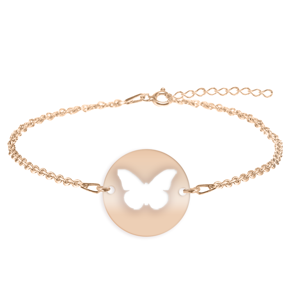 Lolo - Bratara argint 925 personalizata cu fluturas decupat din argint 925 placat cu aur roz