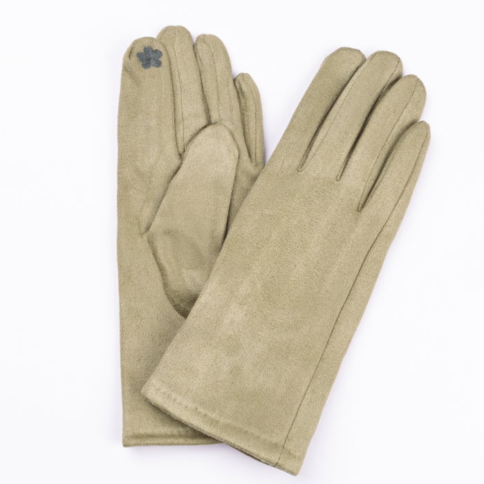 Manusi dama verde prazuliu din material textil catifelatat