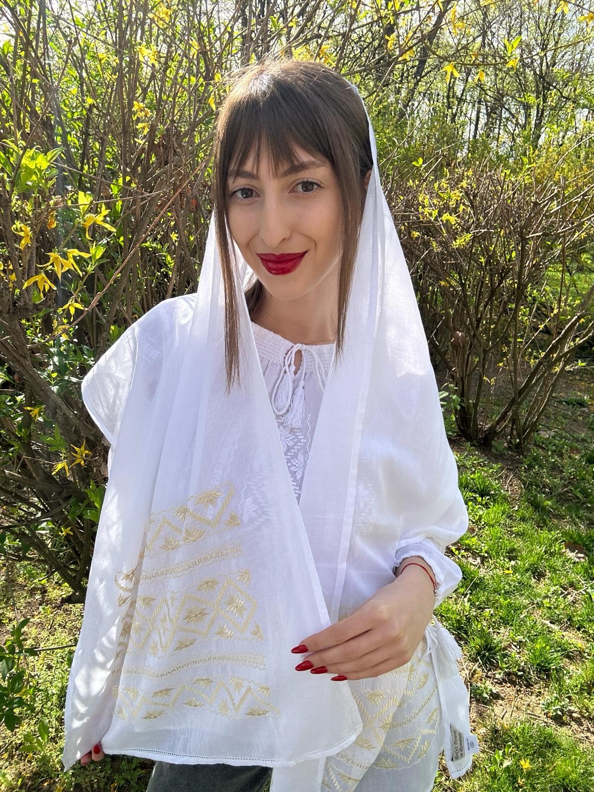 Maramă tradițională femei TM916 *magie albă*
