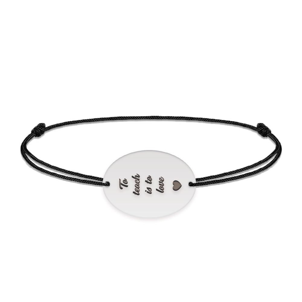 Master - Bratara personalizata snur pentru absolvire "To teach is to love" din argint 925