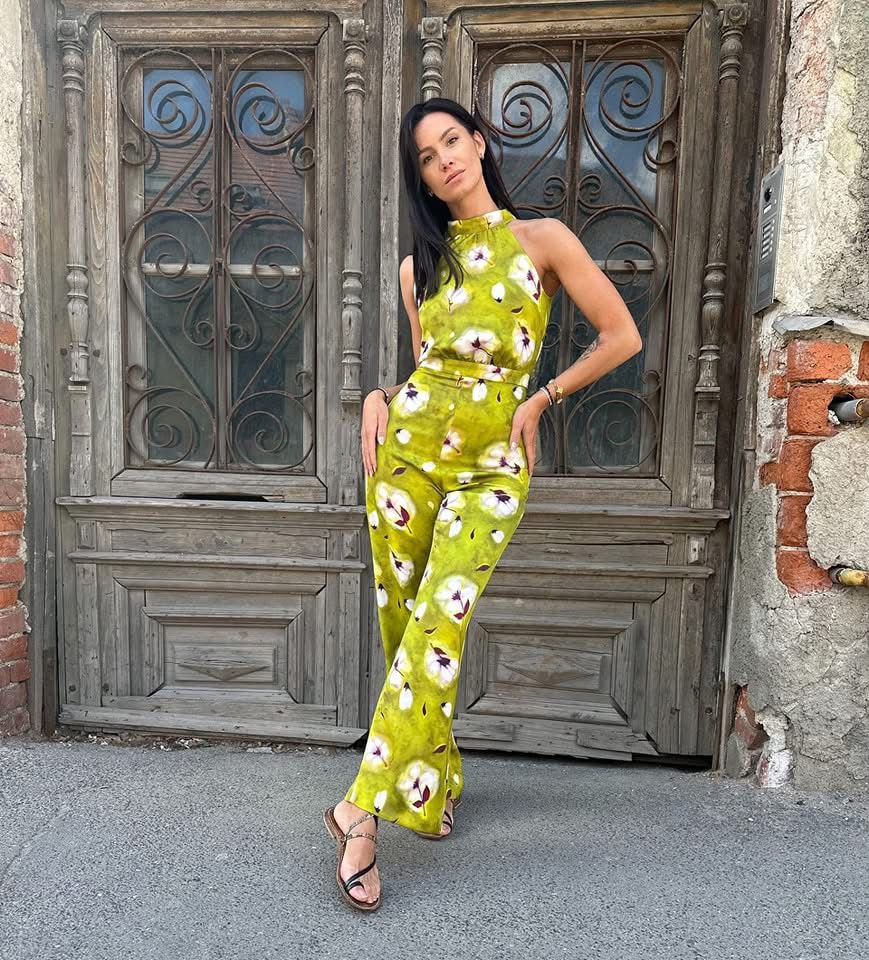 Max&Co - Salopetă Verde cu Print Floral - 38 EU