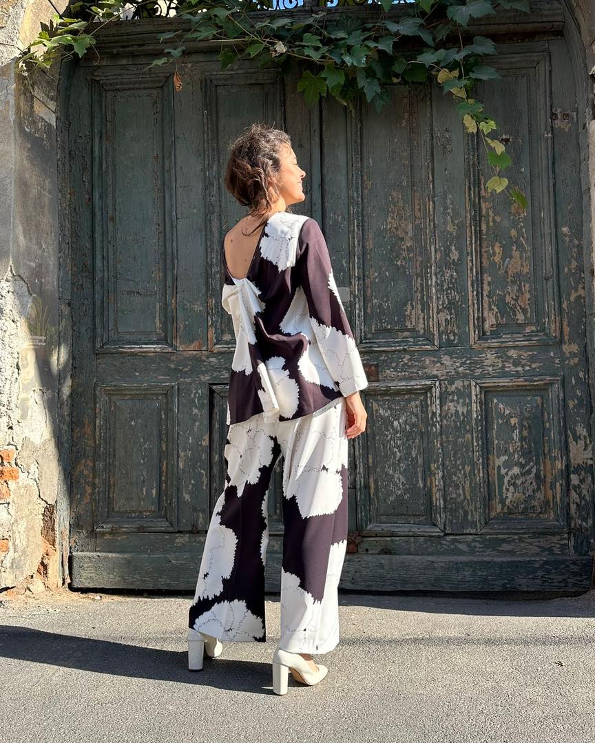MEIMEIJ - Pantaloni Largi cu Model Floral - 38 IT