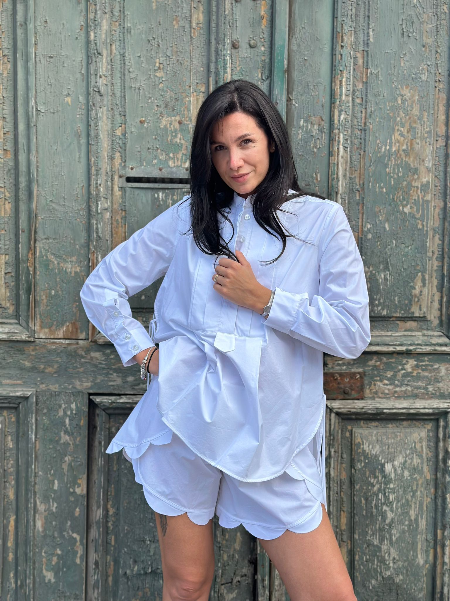 MeiMeij Pantaloni scurți albi din bumbac - XL INTL