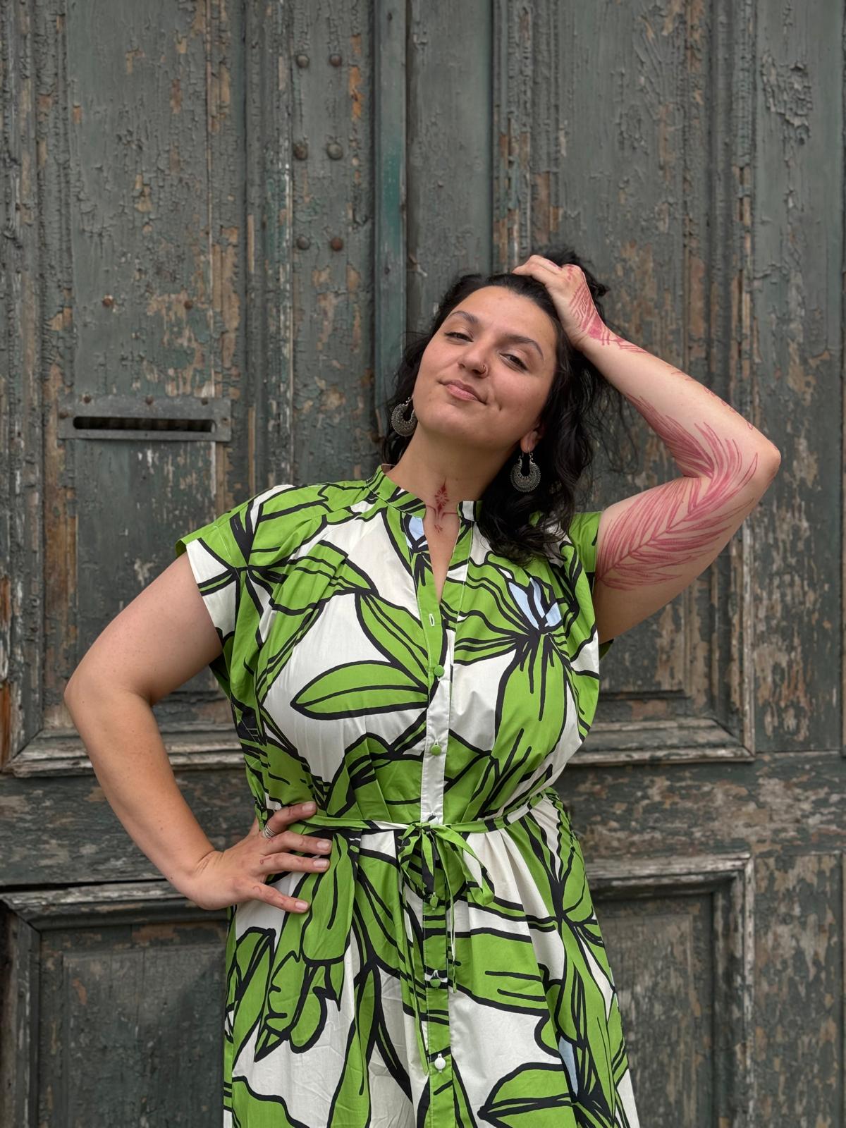 MeiMeij Rochie verde cu print floral - 44 IT