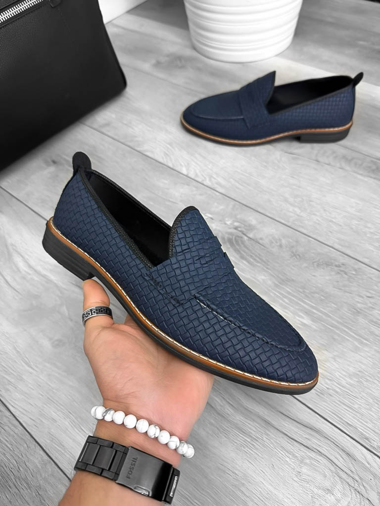 Mocasini barbati albastri tapla subtire piele eco comozi 12219 N0-3