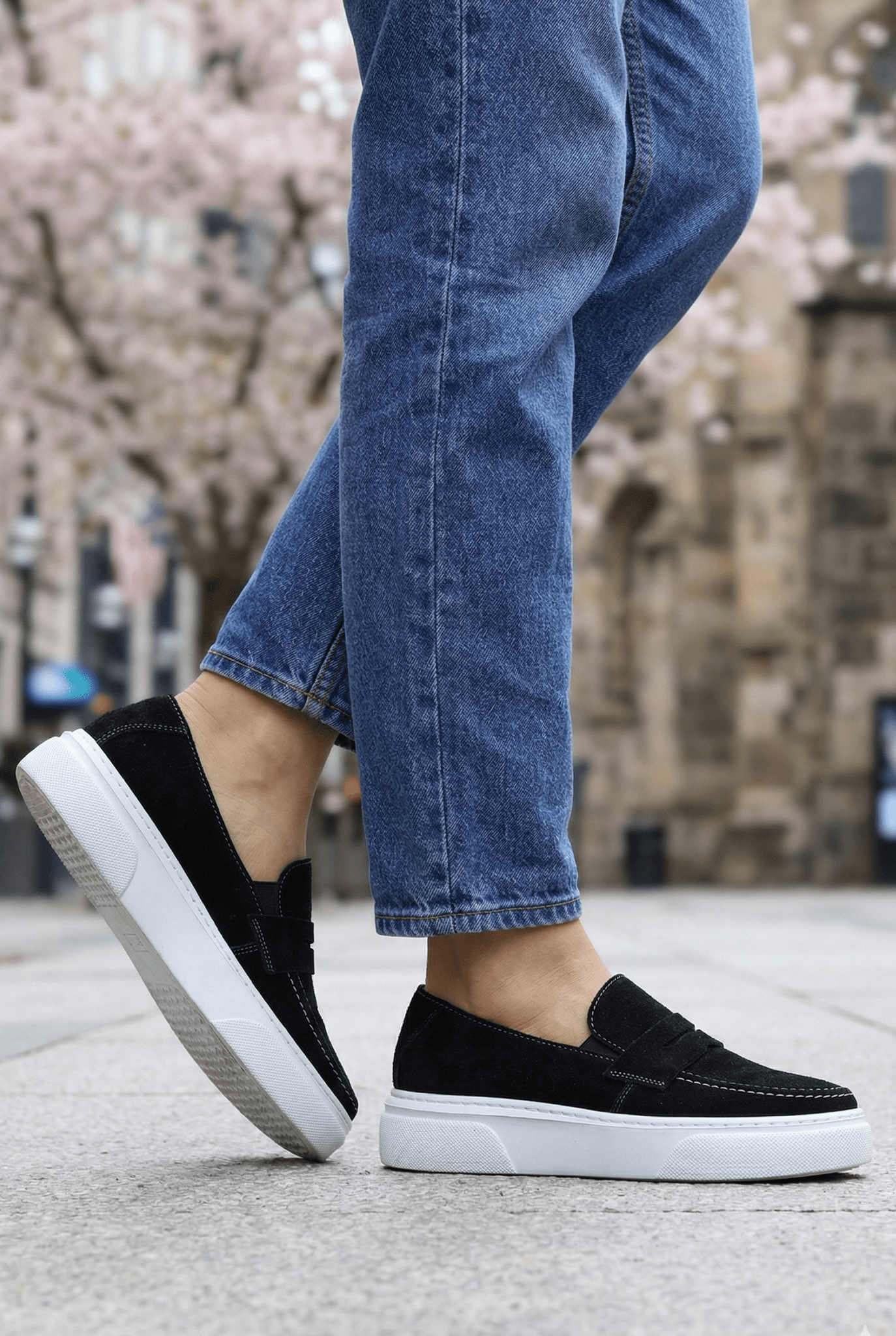 Mocasini Barbati din Piele Negri cu Talpa Sport - Brew BLACK