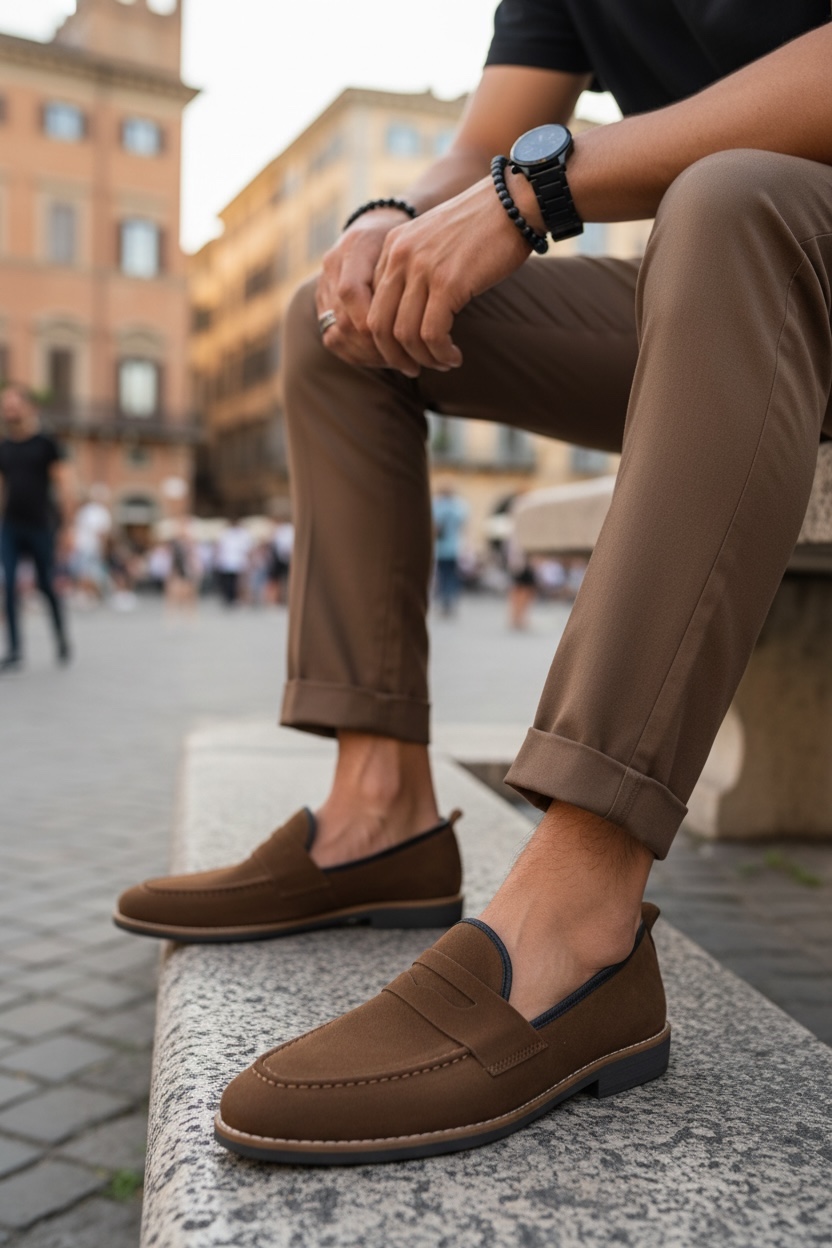 Mocasini barbati maro tapla subtire piele eco comozi 12311 N15-2