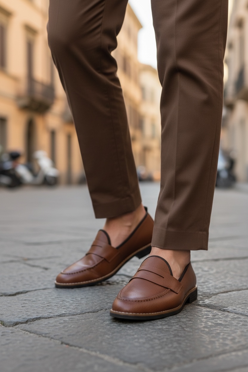 Mocasini barbati maro tapla subtire piele eco comozi 12312 N16-4
