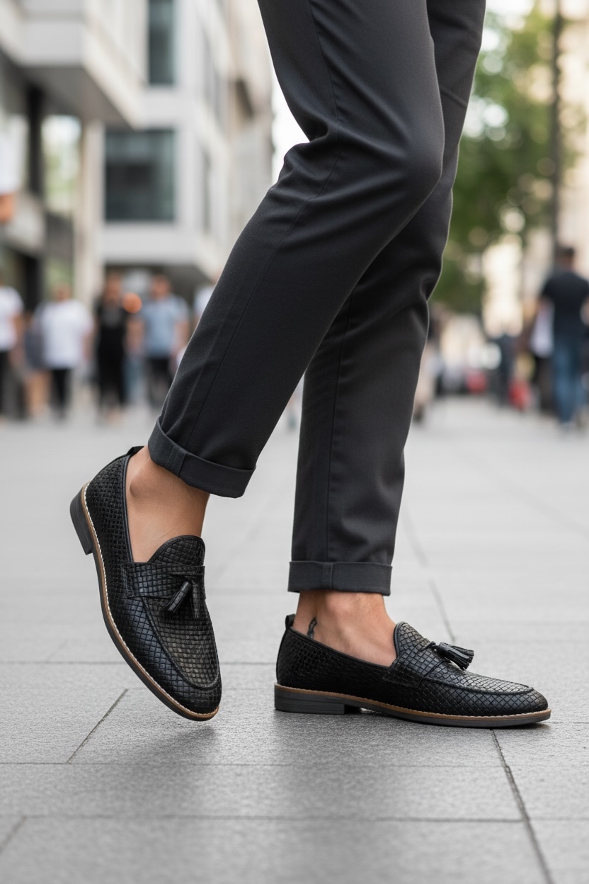 Mocasini barbati negri tapla subtire piele eco comozi 12216 N2-3