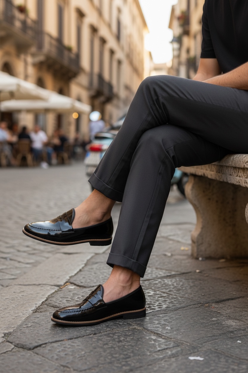 Mocasini barbati negri tapla subtire piele eco comozi 12221 N3.N4-1