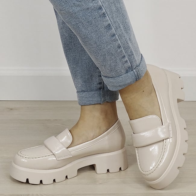 Mocasini bej lacuiti de tip loafers MO-6 01