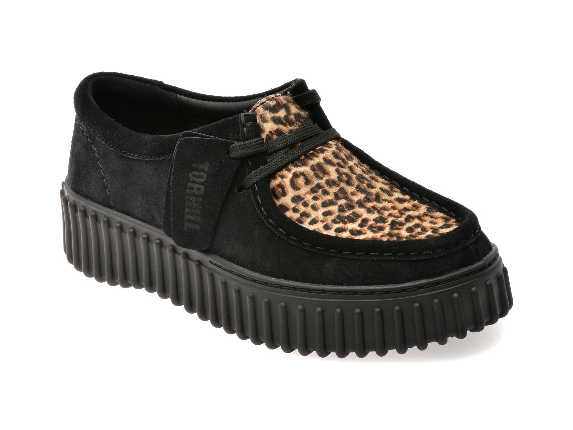 Mocasini CLARKS negri, TORHILL BEE, din piele intoarsa
