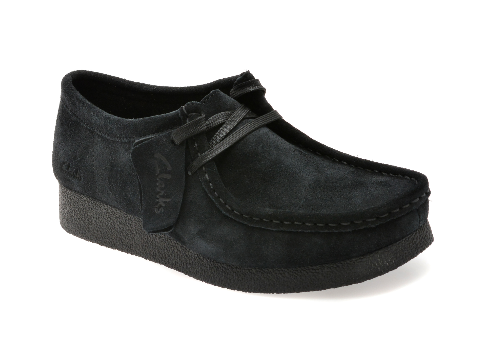 Mocasini CLARKS negri, WALLABEE EVO SH, din piele intoarsa