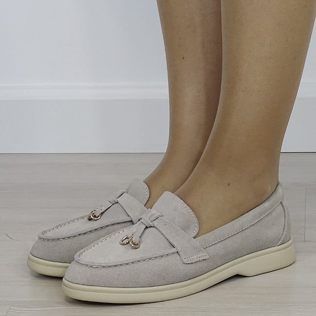 Mocasini dama bej tip loafers 9753 02