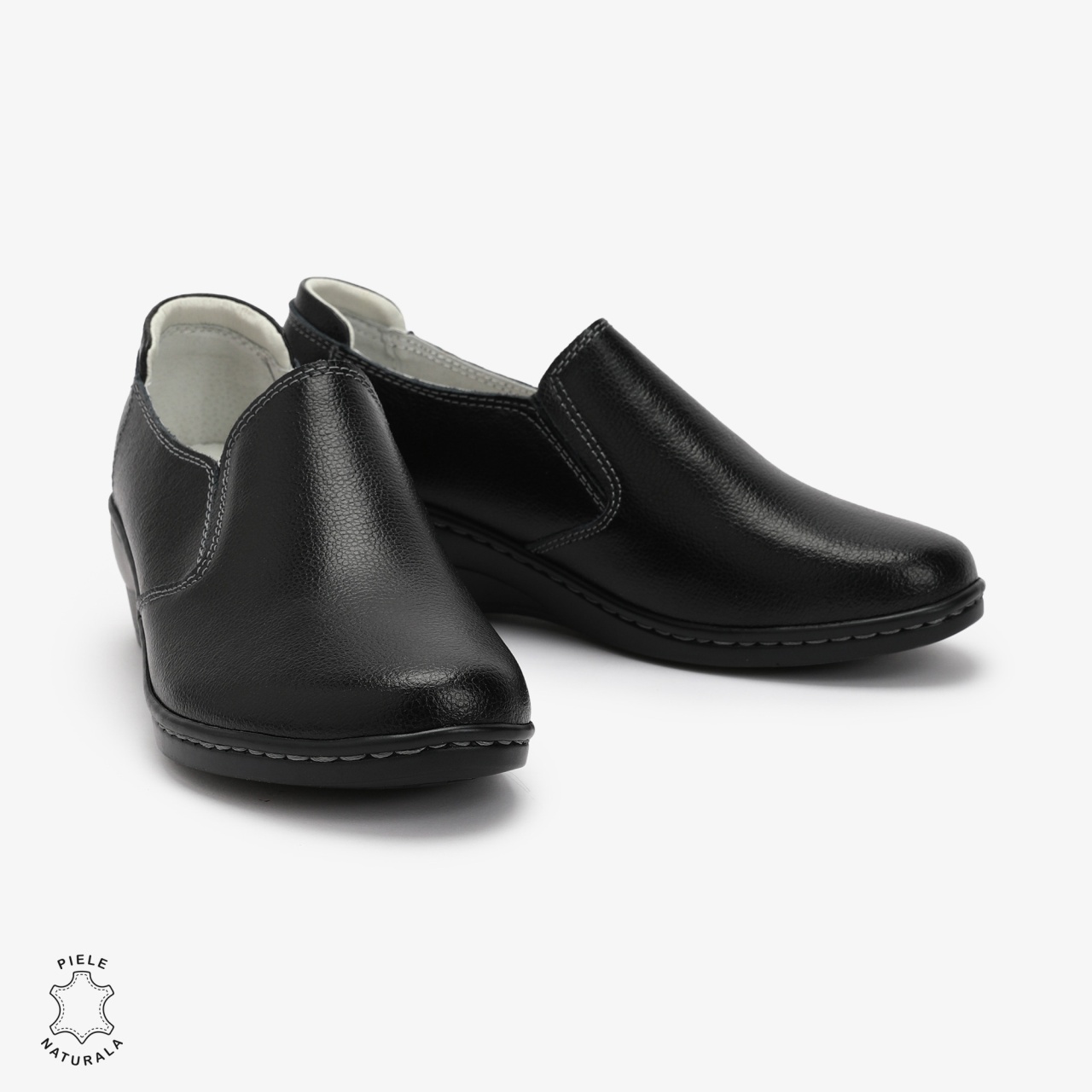 Mocasini Dama din Piele naturală CRL0118 Negru