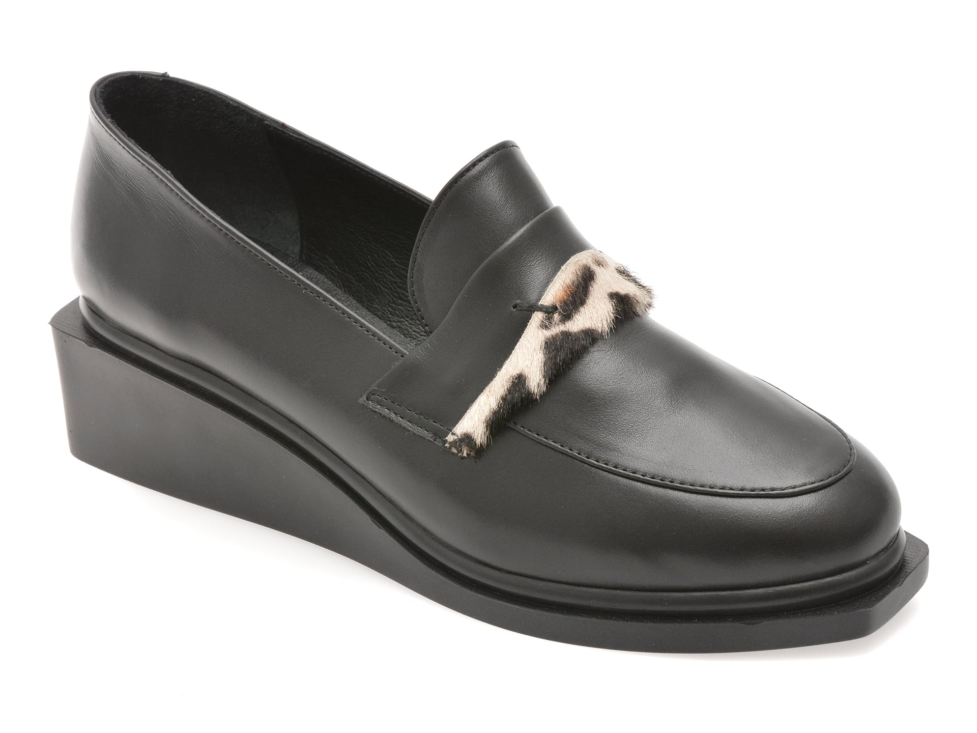 Mocasini GOLD DEER negri, 3892523, din piele naturala