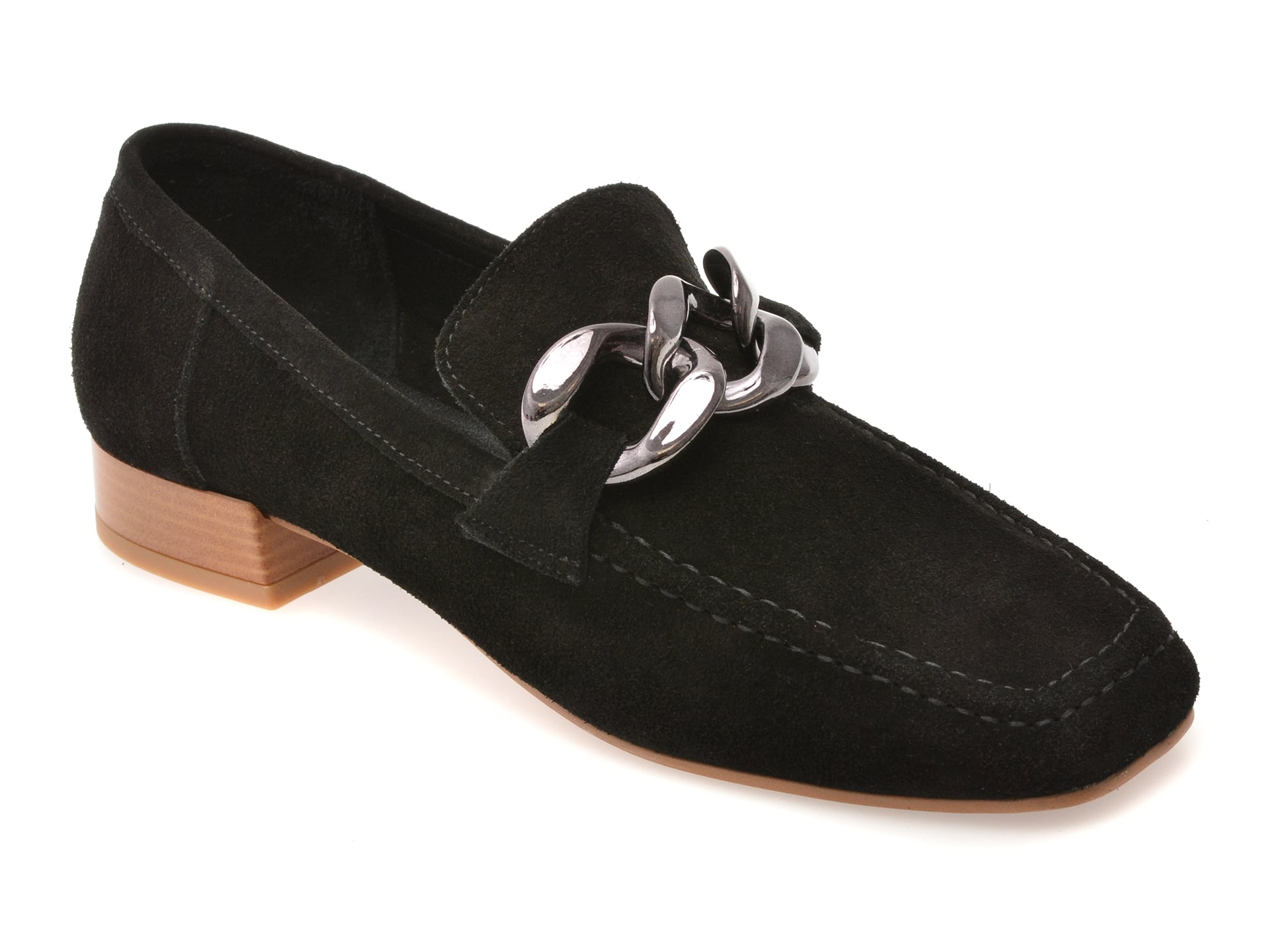 Mocasini GOLD DEER negri, 4534023, din piele intoarsa