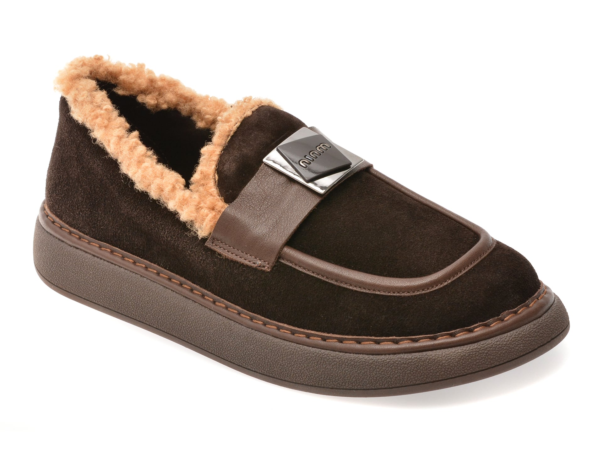 Mocasini IMAGE maro, 146A262, din piele intoarsa