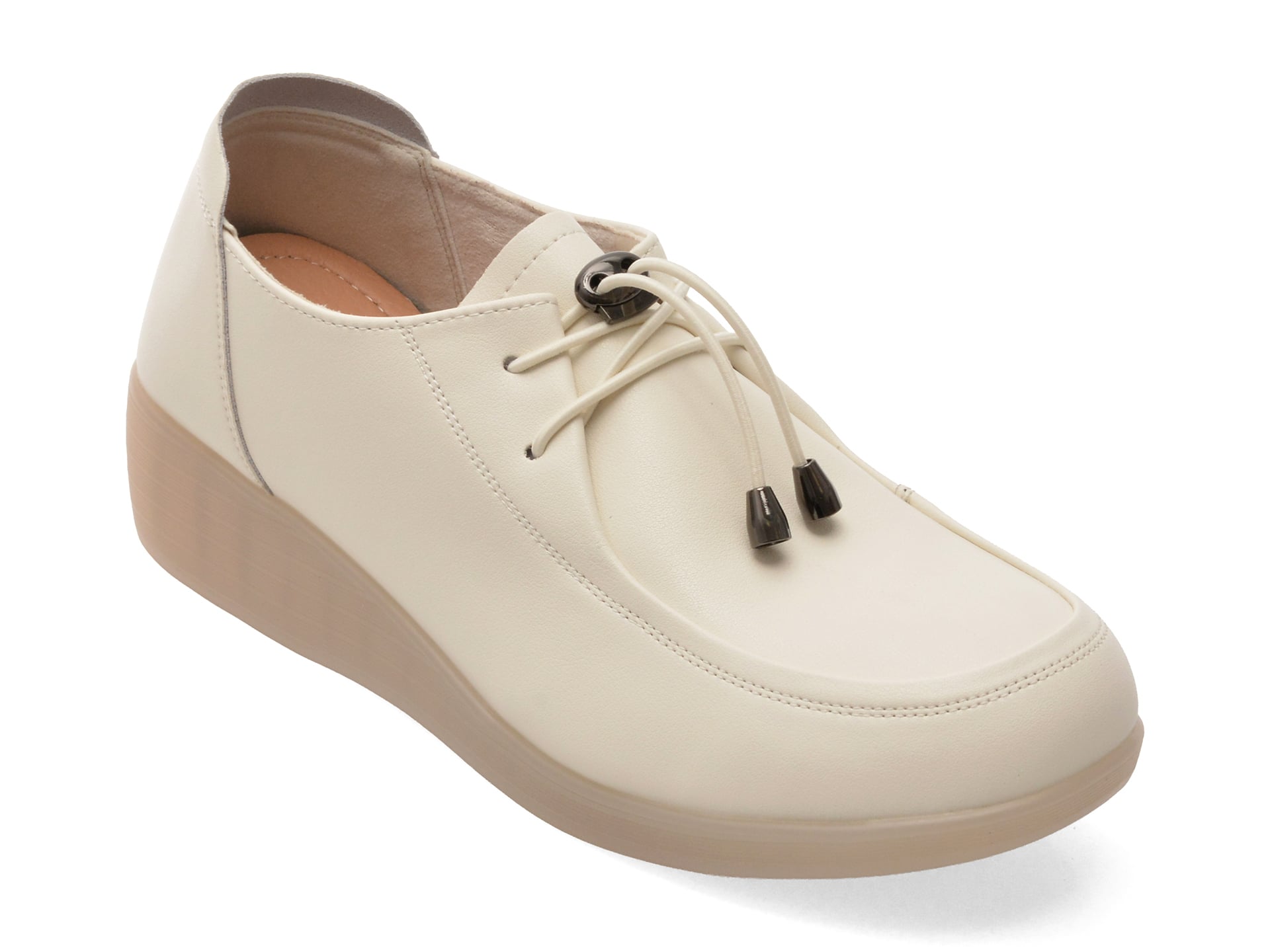 Mocasini PASS COLLECTION albi, J860010, din piele naturala