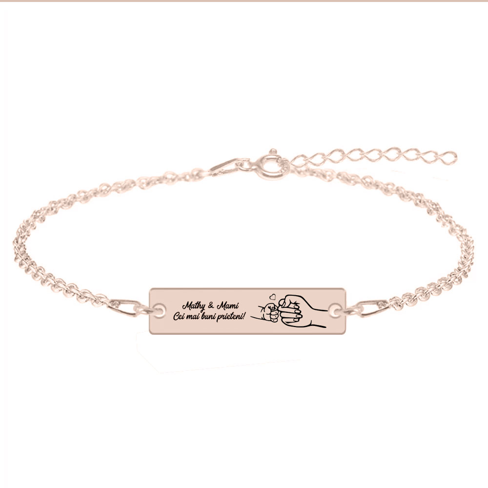 Nala - Bratara personalizata cu tablita pentru mama din argint 925 placat cu aur roz