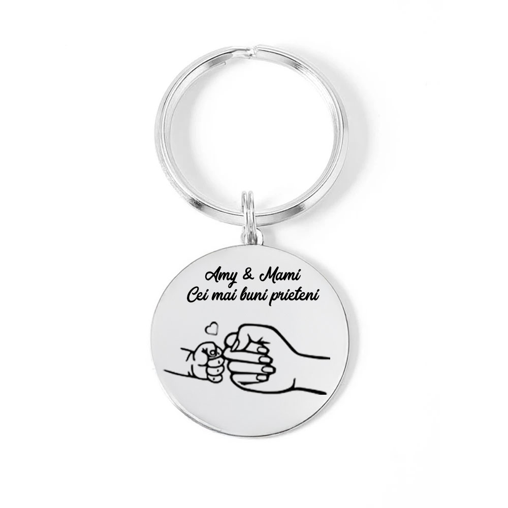 Nala - Breloc personalizat pentru mama cu banut din argint 925 si inel din otel inoxidabil
