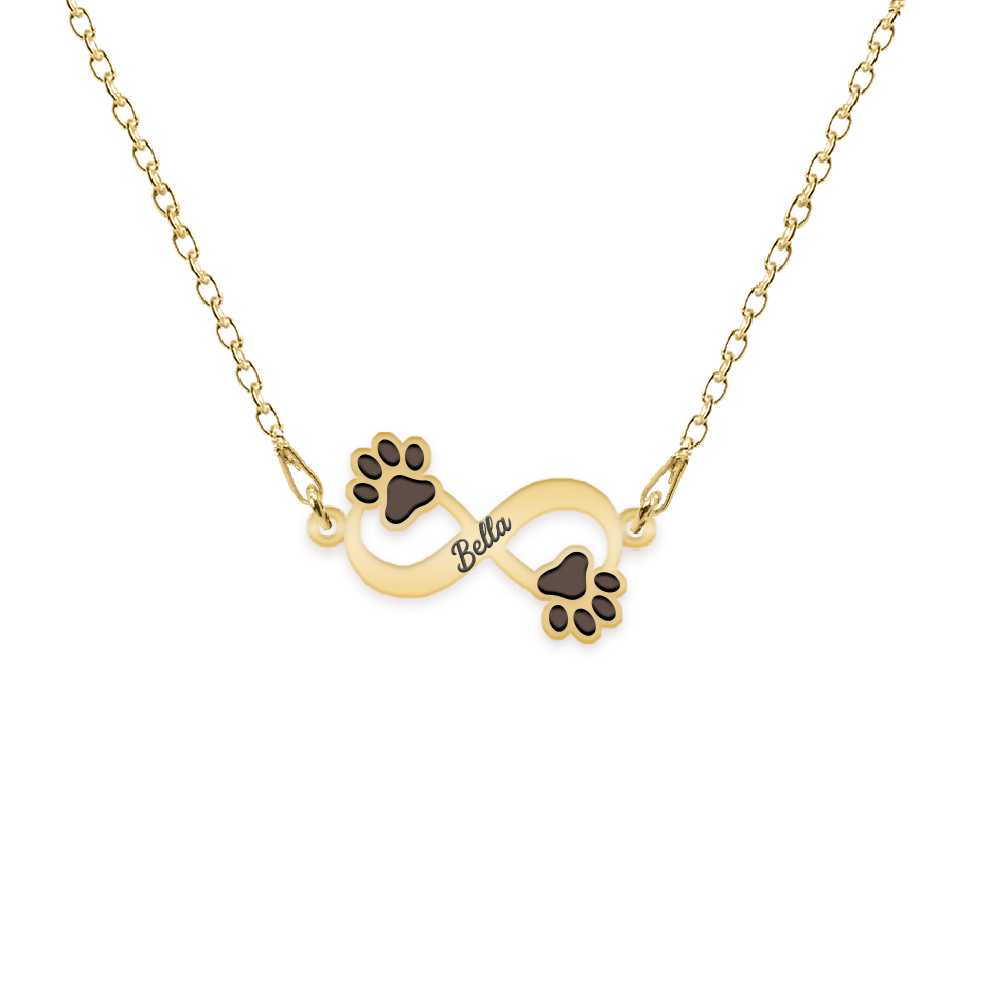 Niky - Colier personalizat infinit si labute cu nume din argint 925 placat cu aur galben 24K