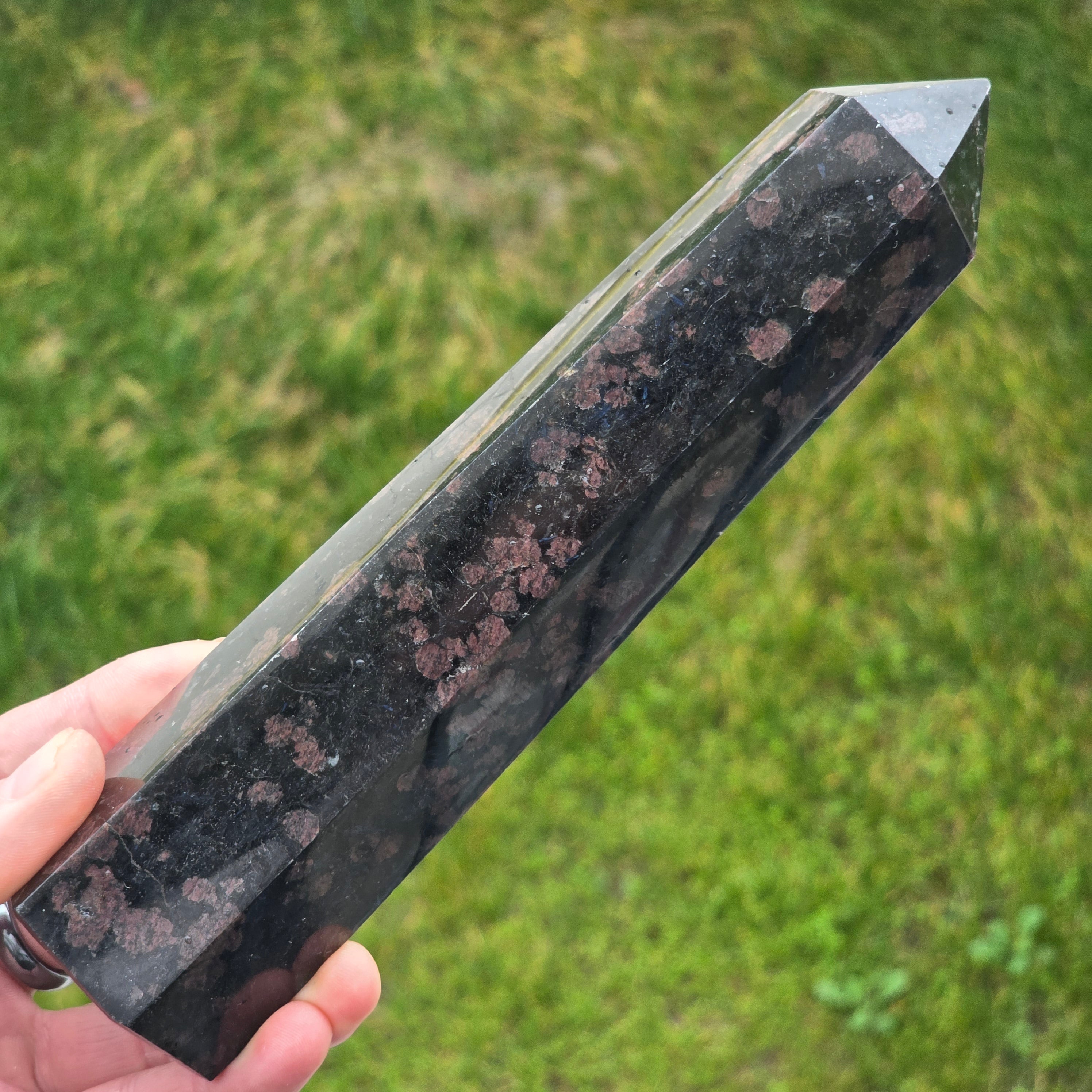Obelisc turmalina neagra cu granat | Model 26