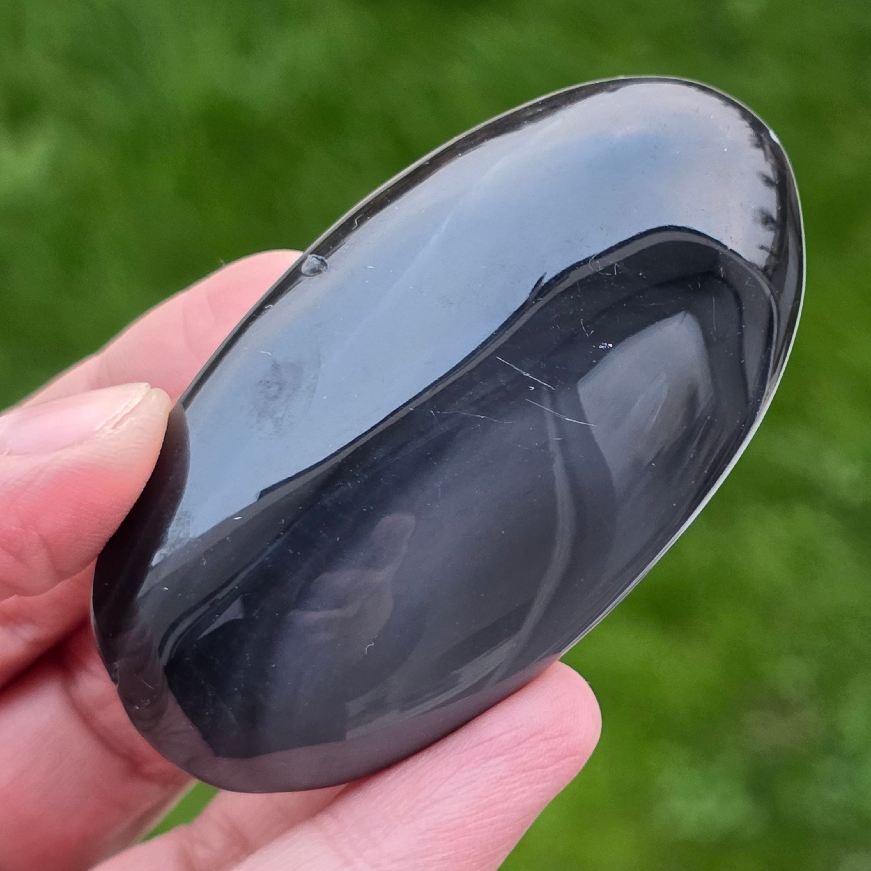 Obsidian argintiu palmstone model 1