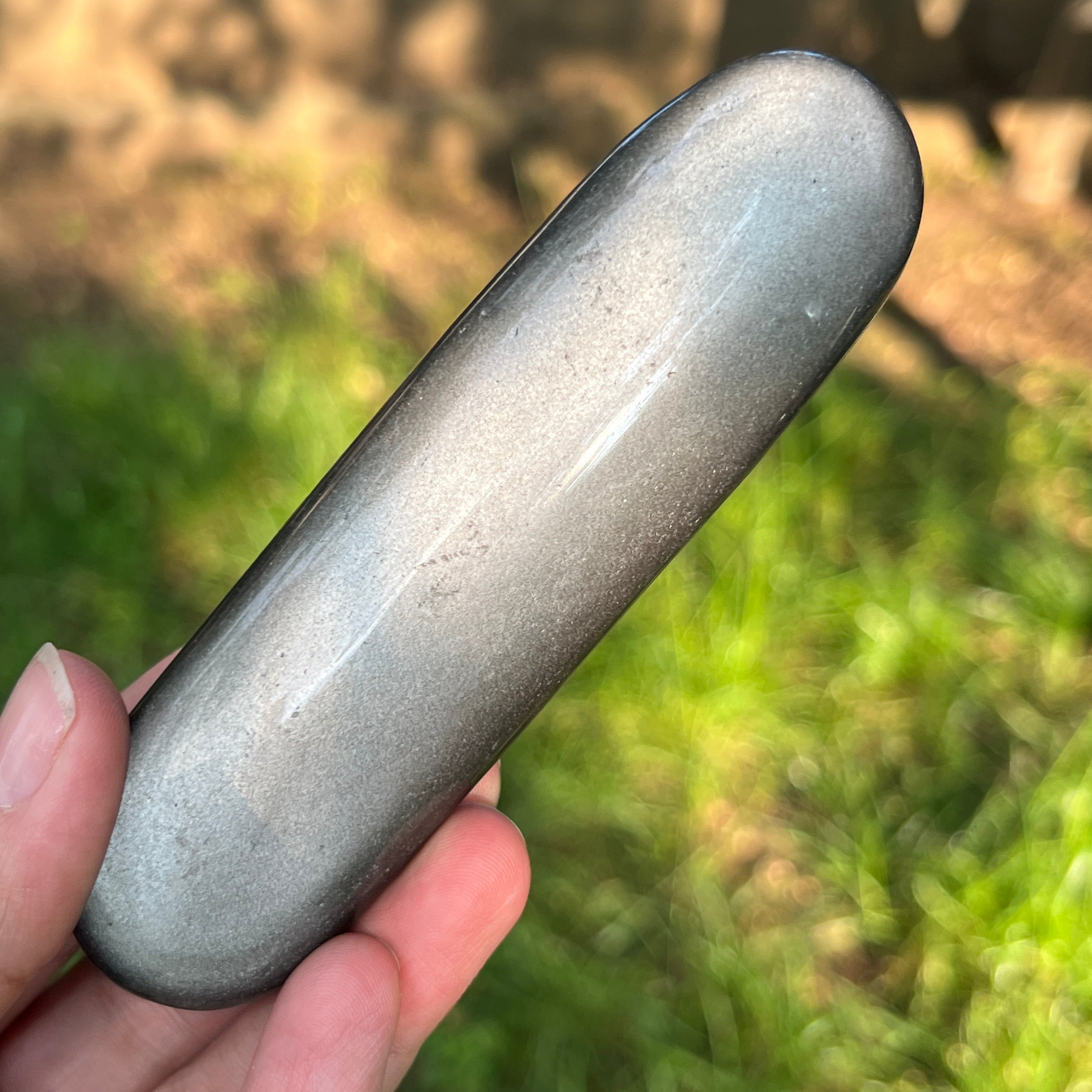 Obsidian argintiu palmstone model 12