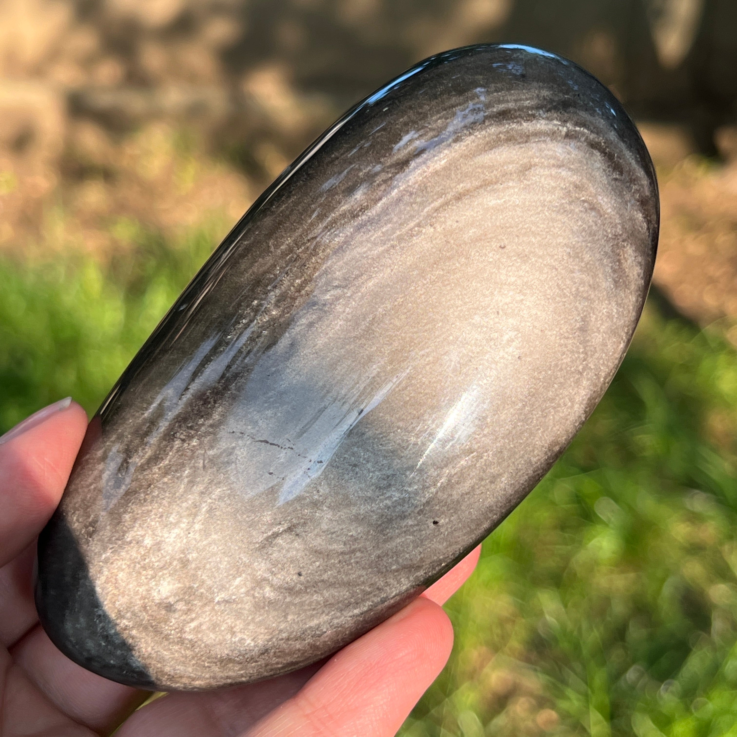 Obsidian argintiu palmstone model 13