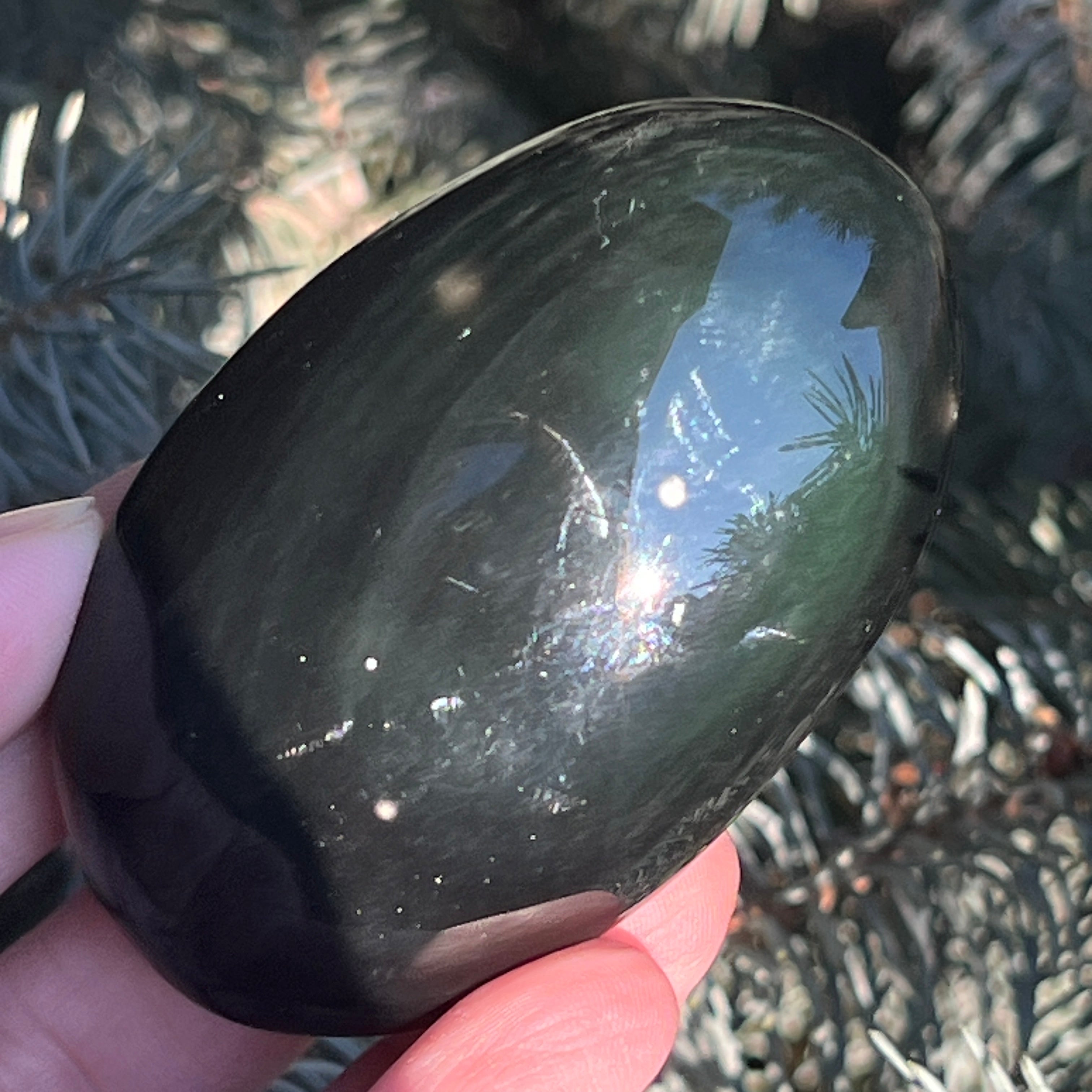 Obsidian curcubeu palmstone model 6
