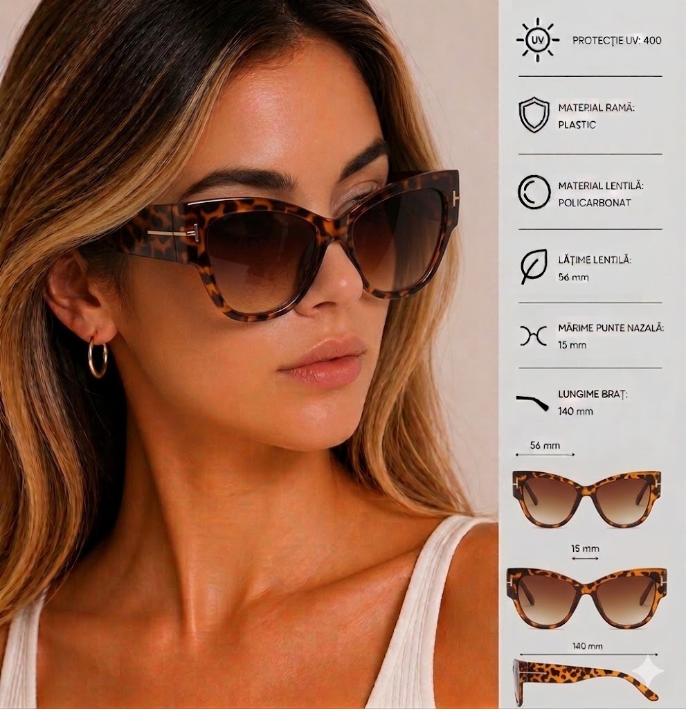 Ochelari de soare pentru femei, SG096, Leopard - poza 2