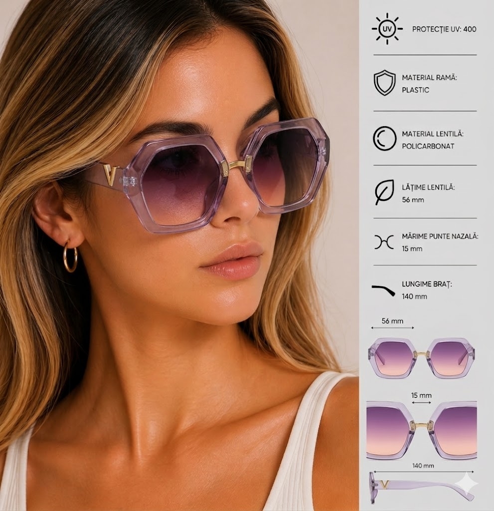 Ochelari de soare pentru femei, SG100, Gri - poza 2