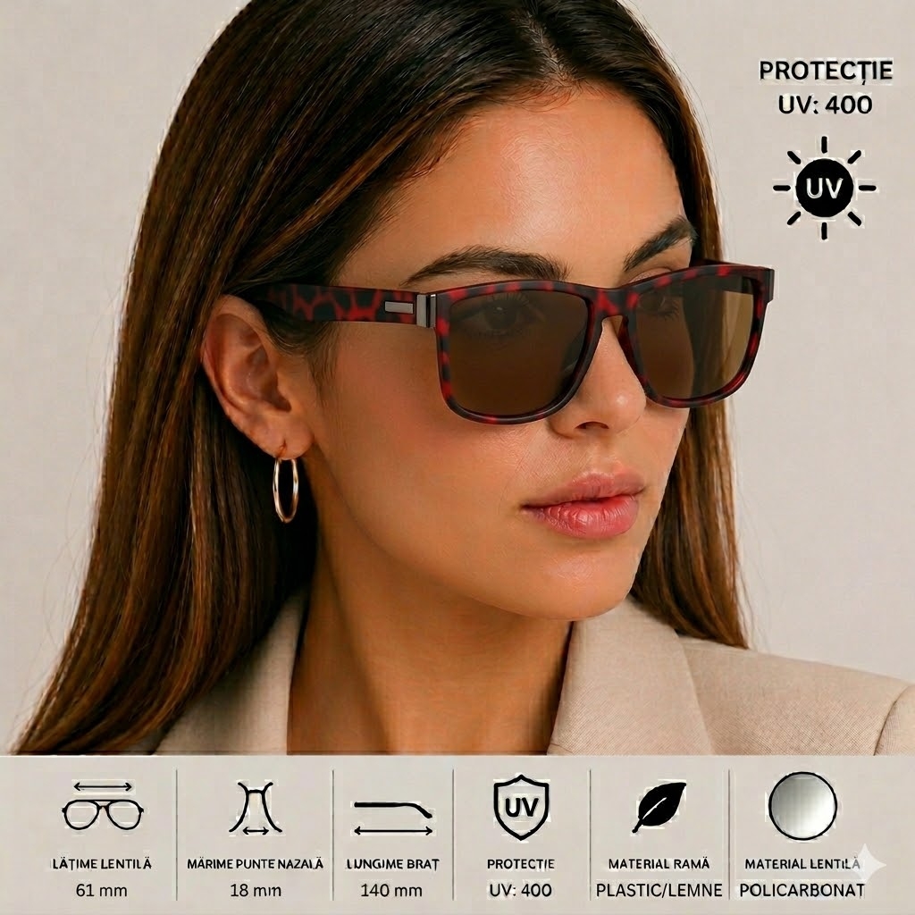 Ochelari de soare unisex, SG033, Leopard - poza 2