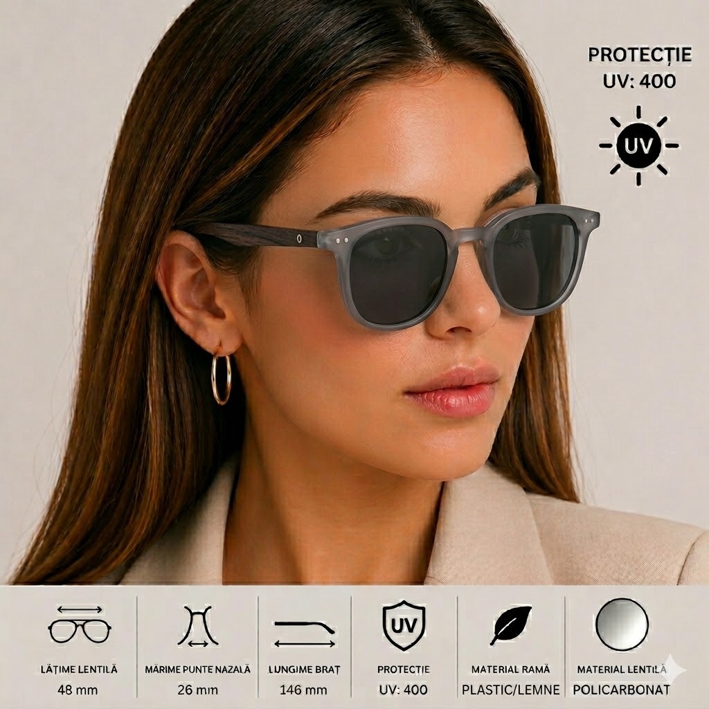 Ochelari de soare unisex, SG037, Gri - poza 2