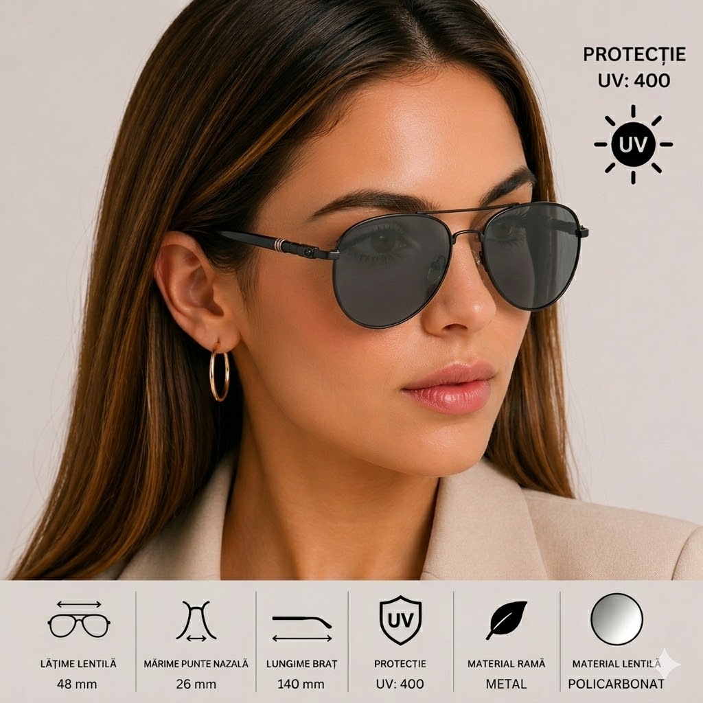 Ochelari de soare unisex, SG038, Gri inchis - poza 2