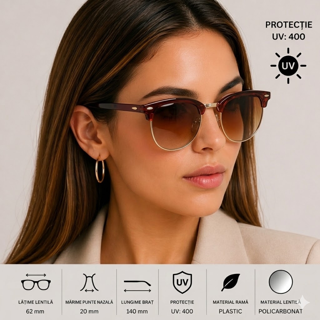 Ochelari de soare unisex, SG051, Maro - poza 2