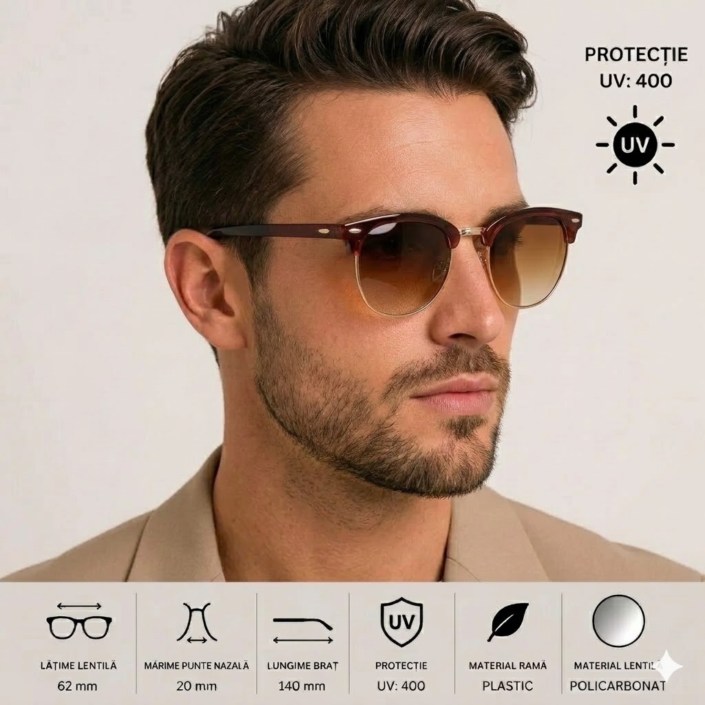 Ochelari de soare unisex, SG051, Maro - poza 3