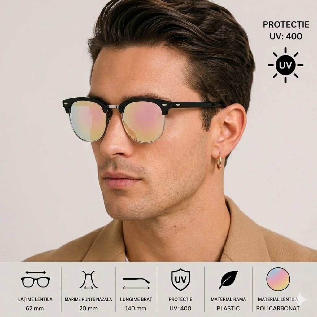 Ochelari de soare unisex, SG053, Negru/Cameleon - poza 3